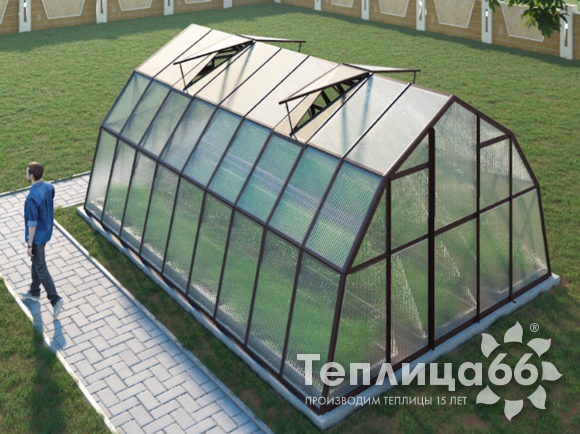 Теплица Рада Каспий из поликарбоната, 4х6 метров, коричневая